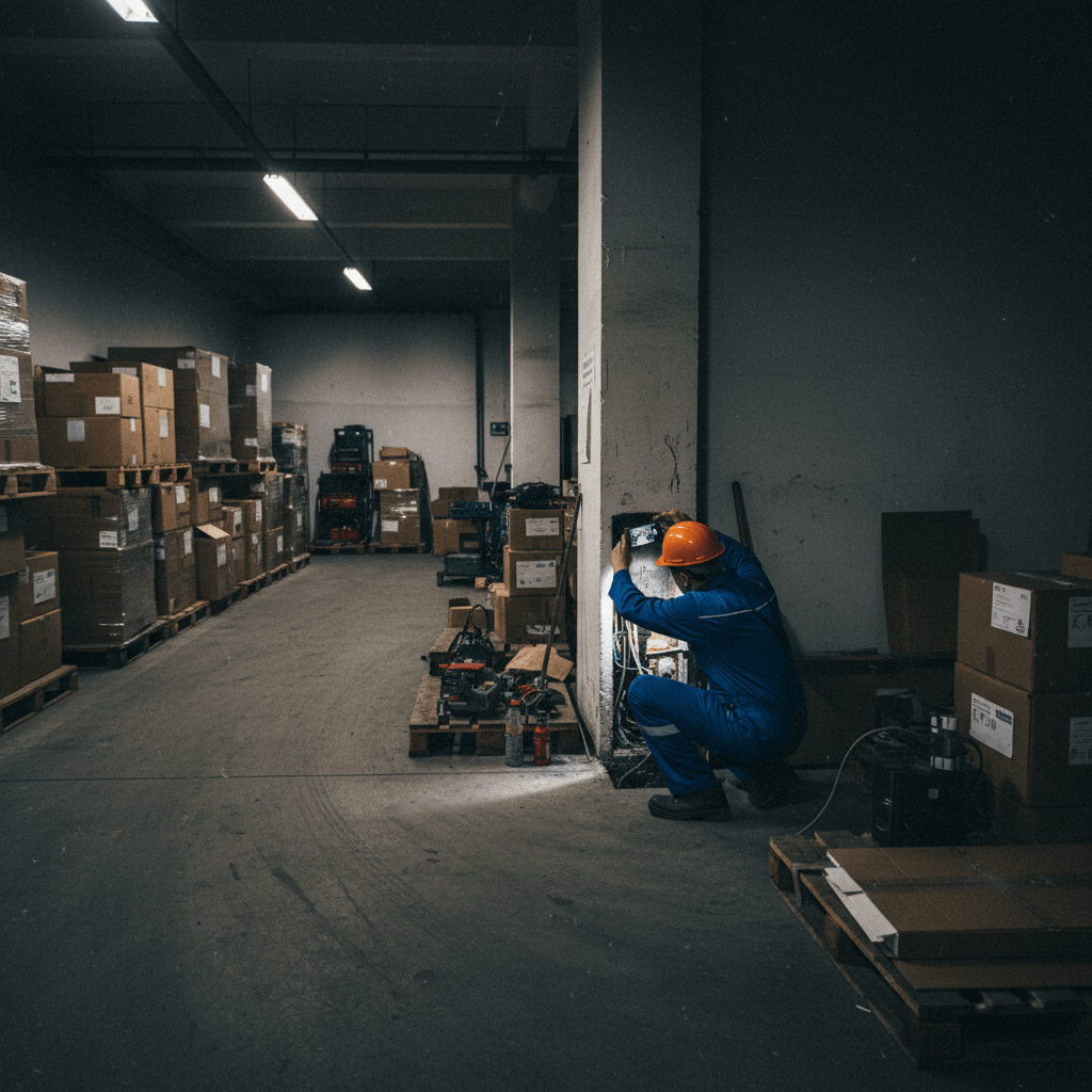 Inspektion eines Lagers auf Spuren